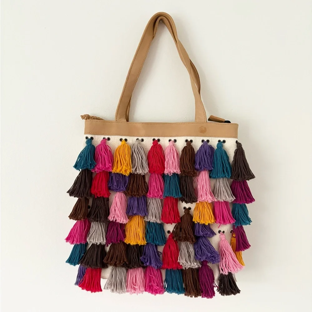 Noonday Collection Colorful Tassel La Gloria Tote Bag - Picture 3 of 12